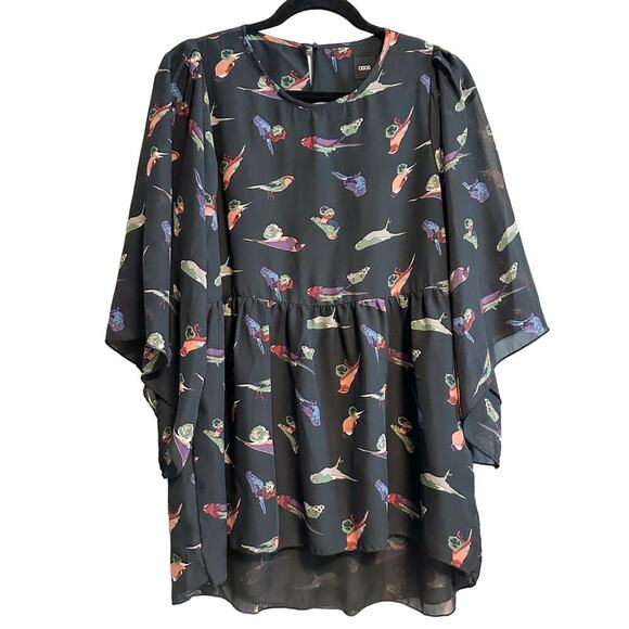 ASOS Colorful Bird Novelty Print Flowy Blouse Top NWT Size 8 - Picture 3 of 11